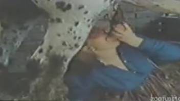 Classic footage of equine oral pleasure featuring a perverted beast enthusiast