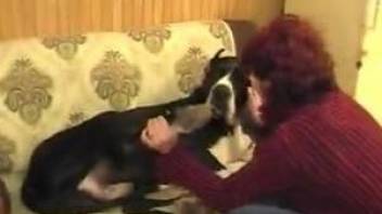 Redheaded girl cheats on her hubby with a dog