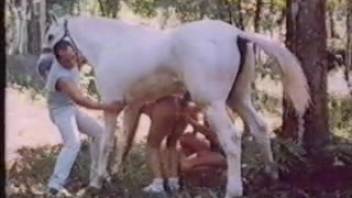 Wavy-haired hottie sucks off her boyfriend after pleasuring a stallion orally