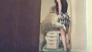 Wicked young woman takes it from behind on the floor