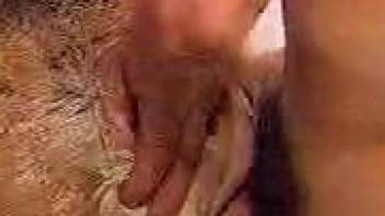 Extreme close-up gape for a very horny farm animal