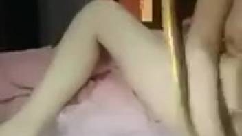 Excited novice employs serpent to pleasure her drenched pussy