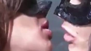 Woman in stockings being deeply penetrated by a beast
