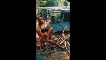 Hot woman in sunglasses adores an animal's impressive dick