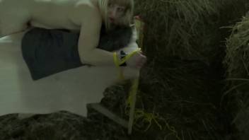 Aroused blonde babe being widened by a hung stud
