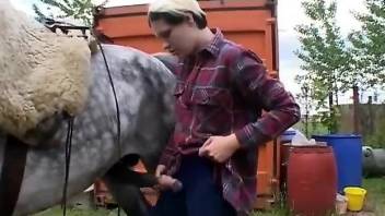 Short haired momma gives a this horse a reason to fuck her