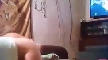 Insane doggy sex clip featuring a thick-ass slut