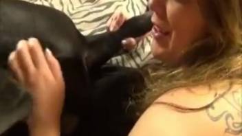 Brunette woman gearing up for hardcore sex
