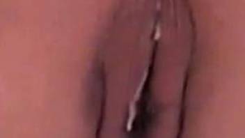 Close-up shots of a creampied pussy and a hung dog