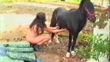 Steamy sex with a dick-obsessed Latina bestiality fanatic