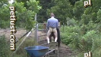 Aroused bi-sexual rancher banging female horses and studs