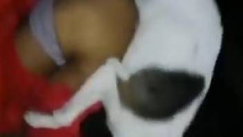 Dog fucks a zoophile with pulled down pants which is great