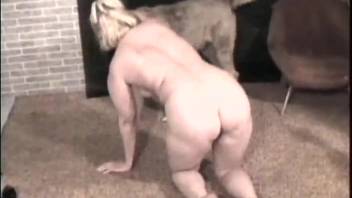 Furry canine tonguing that blond chick's yummy snatch live on webcam