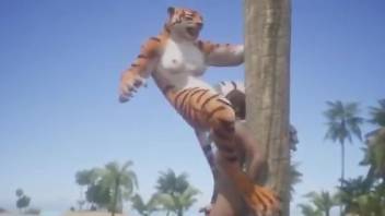 Naked gay twink in animated zoo scenes fucks a tiger