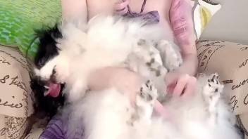 Married woman performs oral on large canine penis and has sex in amateur adult video