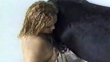 Wavy-haired stunner relishing intense romp with a stallion
