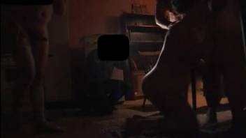 Older woman relishes animal encounters at a wild group sex session